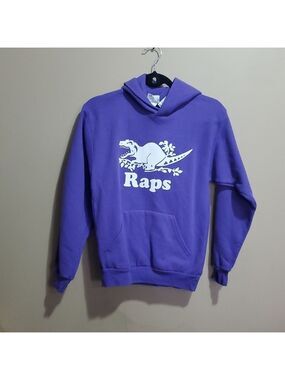 Purple Raps hoodie with dinosaur logo size youth large or womans small